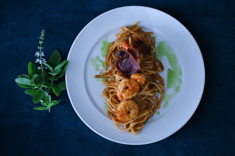 Lobster linguine pasta with creamy tomato sauce